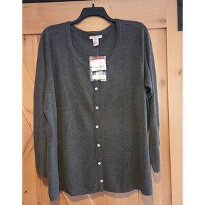 New! Covington Plus Sz 24/26 Gray Cardigan Rhinestone Button